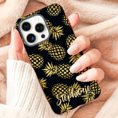 ゴールドパイナップルパターンカスタムネーム Case-Mate iPhoneケース