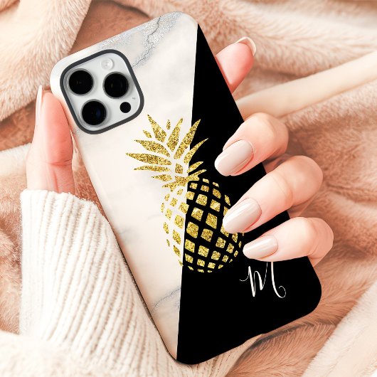 ゴールドパイナップルマーブルブラックモノグラム Case-Mate iPhoneケース