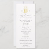 ゴールドパイナップルモノグラムクレストおしゃれな結婚式プログラム (正面)