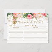 ゴールドパイナップル フローラル トロピカル ウェディング レシピ カード (正面)