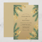 ゴールドパインフォレストユーカリの結婚式 招待状 (正面/裏面)