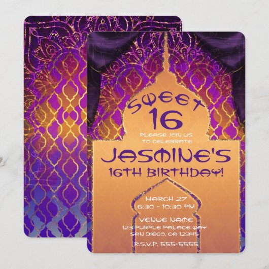 ゴールドパレス 千夜一夜物語 スイート16 誕生日 招待状 (正面/裏面)