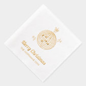 ゴールドパーソナライズされたフォイルレトロディスコクリスマスナプキンス 箔ナプキン (右)