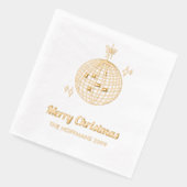 ゴールドパーソナライズされたフォイルレトロディスコクリスマスナプキンス 箔ナプキン (左)