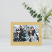 ゴールドパーソナライズ 2枚の写真 ユニバーサルグリーティング ポストカード (スタンド正面)
