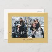 ゴールドパーソナライズ 2枚の写真 ユニバーサルグリーティング ポストカード (正面/裏面)