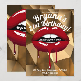 ゴールドパーティー グラム ラグジュアリー レッド ドリップ ドリッピング リップス 招待状