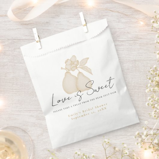 ゴールドパーフェクトパール ブライダルシャワー | 愛は甘い フェイバーバッグ (クリップ留めされた状態)