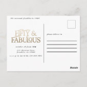 ゴールドパープルのグリッターが煌く50歳の誕生日パーティー ポストカード (裏面)