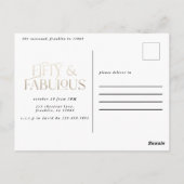 ゴールドパープルのグリッターが煌く、50歳にして最高の誕生日パーティー ポストカード (裏面)