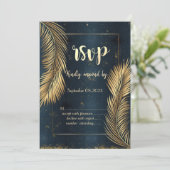 ゴールドパームリーフビーチウェディングの出欠確認 招待状 (スタンド正面)