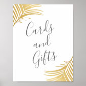 ゴールドパーム ビーチウェディングサイン カードとギフト ポスター (正面)