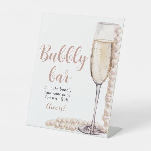 ゴールドパールとプロセッコシャンパンバブルバーの看板 台座サイン (正面)