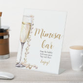 ゴールドパールとプロセッコシャンパンミモサバーの看板 台座サイン (インサイチュ)