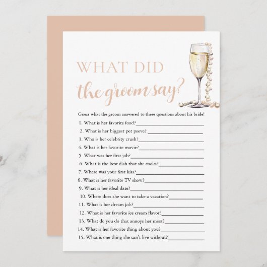 ゴールドパールズ＆プロセッコ　新郎は何て言った？ゲーム 招待状 (正面/裏面)