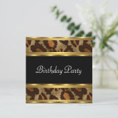 ゴールドヒョウ柄の誕生日パーティー 招待状 (スタンド正面)