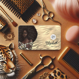 ゴールドヒョウ+トラ アフリカ系アメリカ人のヘアサロン 名刺