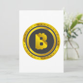 ゴールドビットコインシンボル デジタル通貨 招待状 (スタンド正面)