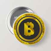 ゴールドビットコインシンボル デジタル通貨 缶バッジ (正面&裏面)