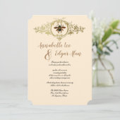 ゴールドビーとハニカムの装飾的な招待状 招待状 (スタンド正面)