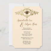 ゴールドビーとハニカムの装飾的な招待状 招待状 (正面)