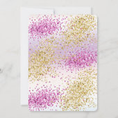 ゴールドピンクのユニコーングリッター誕生日 招待状 (裏面)