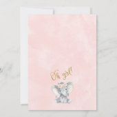 ゴールドピンクの女の子のサファリ・エレファント・ベイビーシャワー 招待状 (裏面)