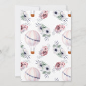 ゴールドピンクの熱気球の女の子のお誕生日おめでとう 招待状 (裏面)