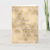 ゴールドピンクの花柄レース カード (正面)