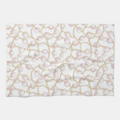 ゴールドピンクグリッター真珠 ブライダルシャワー キッチンタオル (横)