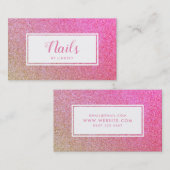 ゴールドピンクスパークルグリッターネイルアーティスト 名刺 (正面/裏面)