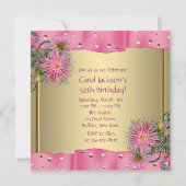 ゴールドピンクダリア 女性の誕生日パーティー 招待状 (裏面)