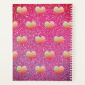 ゴールドピンクハート柄 グリッター モノグラム 可愛い プランナー手帳 (裏面)