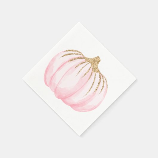 ゴールドピンクパンプキンハロウィン感謝祭パーティー スタンダードカクテルナプキン (角)