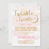 ゴールドピンクリトルスターベビーシャワー招待状 招待状 (正面)