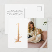 ゴールドファーストバースデーフォト感謝ポストカード ポストカード (正面/裏面)