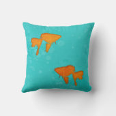 ゴールドフィッシュのオレンジ色のシルエットターコイズ水 クッション (裏面)