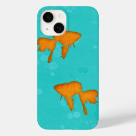 ゴールドフィッシュのオレンジ色のシルエットターコイズ水 Case-Mate iPhone 14ケース