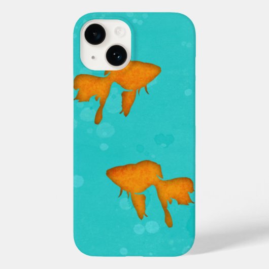 ゴールドフィッシュのオレンジ色のシルエットターコイズ水 Case-Mate iPhoneケース (裏面)