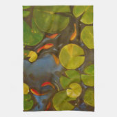 ゴールドフィッシュコイ池スイレン キッチンタオル (縦)