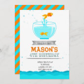 ゴールドフィッシュパーティー誕生日の招待状 招待状 (正面/裏面)