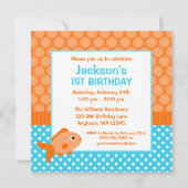 ゴールドフィッシュ水玉模様1stバースデーフォト 招待状 (裏面)