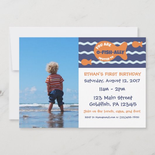 ゴールドフィッシュ誕生日フォトパーティの招待状 招待状 (正面)