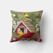 ゴールドフィッチズ&かわいいコテージバーズハウス クッション (裏面)