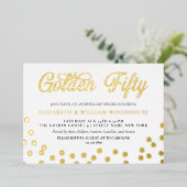 ゴールドフィフティ 50周年結婚記念日ディナー 箔招待状 (立ち正面)