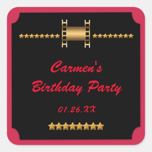 ゴールドフィルム 映画 シネマ 誕生日パーティー ステッカー (正面)