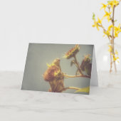 ゴールドフィンチとヒマワリのレトロ写真 カード (黄色い花)