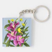 ゴールドフィンチと花 キーホルダー (裏面)