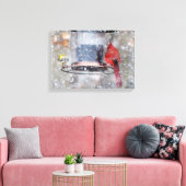 ゴールドフィンチと（鳥）ショウジョウコウカンチョウアットフィーダー キャンバスプリント (インサイチュ (リビング))