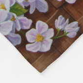 ゴールドフィンチの鳥とリンゴ花 フリースブランケット (角)